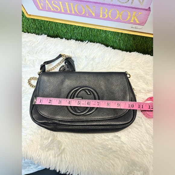 ❤️ Gucci Soho Flap Black Leather Bag A1229M226 - Picture 7 of 16
